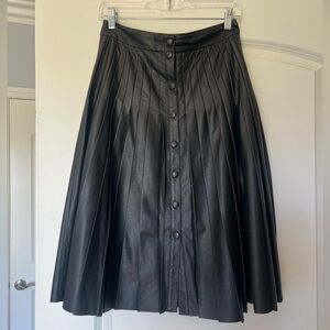 Rebecca Taylor Black Faux Leather Pleated Skirt - Size 6